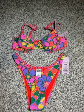 Wild Fable Pink Floral Two-Piece Bikini XS and Small